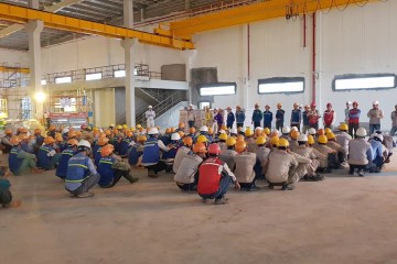 Update construction progress of New pressing factory project of Mitsuba M-Tech Vietnam Co. Ltd in Sep 2018