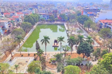 Construction progress updated in December 2021 – Renovation and improvement project of Thanh Quang Park (historical site of lamp factory), Ba Dinh ward, Thanh Hoa city