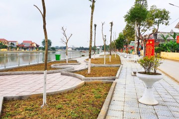 Construction progress updated in March 2022 – Renovation project of lake, campus and walkway in Bac Luong commune, Tho Xuan district