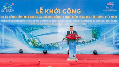 Lễ khởi công xây dựng Dự án “Công trình Nhà xưởng và Nhà kho Công ty TNHH Điện tử Meiko  Hải Dương Việt Nam”